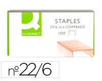 Grapas q-connect nº 22/6 24/6 cobreadas caja de 1000 unidades