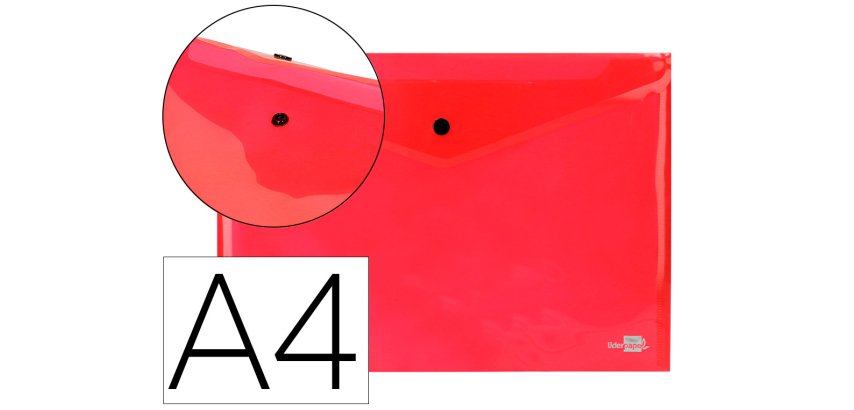 Carpeta liderpapel dossier broche 34040 polipropileno din a4 roja transparente 50 hojas