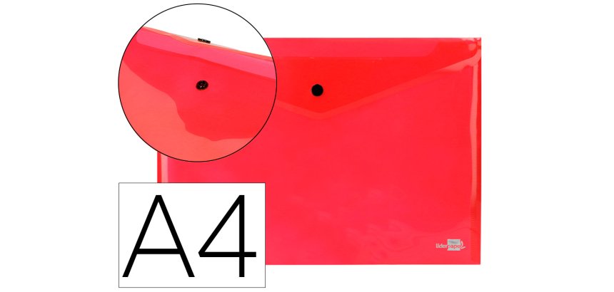 Carpeta liderpapel dossier broche 34040 polipropileno din a4 roja transparente 50 hojas