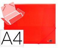 Carpeta liderpapel gomas tres solapas polipropileno din a4 color rojo translucido