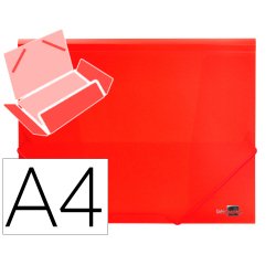 Carpeta liderpapel gomas tres solapas polipropileno din a4 color rojo translucido