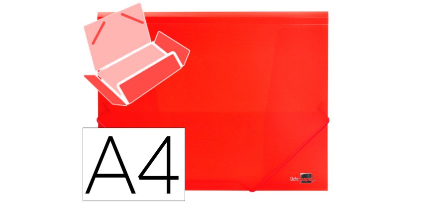 Carpeta liderpapel gomas tres solapas polipropileno din a4 color rojo translucido