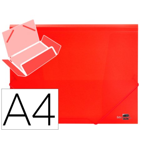 Carpeta liderpapel gomas tres solapas polipropileno din a4 color rojo translucido