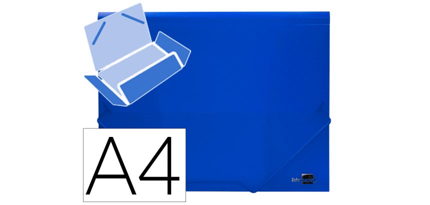 Carpeta liderpapel gomas tres solapas polipropileno din a4 color azul translucido