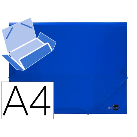 Carpeta liderpapel gomas tres solapas polipropileno din a4 color azul translucido