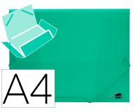 Carpeta liderpapel gomas solapas 34963 polipropileno din a4 verde translucido