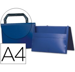 Carpeta liderpapel portadocumentos broche polipropileno din a4 azul con asa