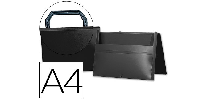 Carpeta liderpapel portadocumentos broche polipropileno din a4 negra con asa