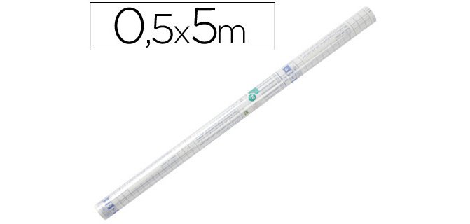 Rollo plastico adhesivo liderpapel 0.50x5 m 50 mc forralibros removible