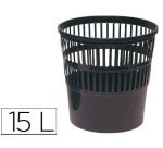 Papelera plastico q-connect 15 litros rejilla color negro 285x290 mm