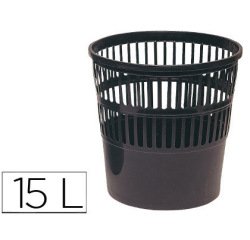 Papelera plastico q-connect 15 litros rejilla color negro 285x290 mm