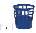 Papelera plastico q-connect 15 litros rejilla color azul 285x290 mm