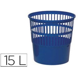 Papelera plastico q-connect 15 litros rejilla color azul 285x290 mm