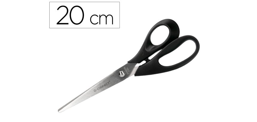 Tijera oficina q-connect inoxidable 8\" 20 cm en blister