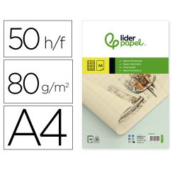 Bloc papel milimetrado liderpapel encolado 210x297 mm 50 hojas 80g/m2