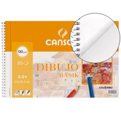 Bloc dibujo basik din a4+ espiral 23 x 32.5 cm 20 hojas microperforado 2 taladros