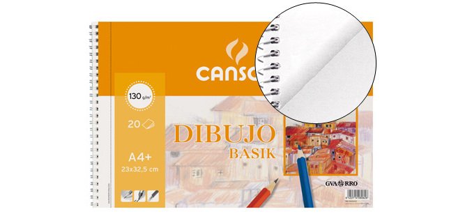 Bloc dibujo basik din a4+ espiral 23 x 32.5 cm 20 hojas microperforado 2 taladros