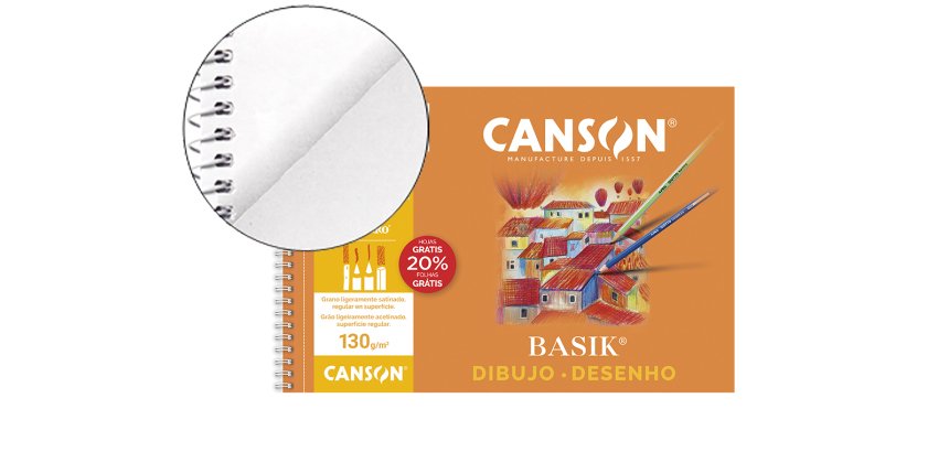 Bloc dibujo basik din a4+ espiral 23 x 32.5 cm 20 hojas microperforado