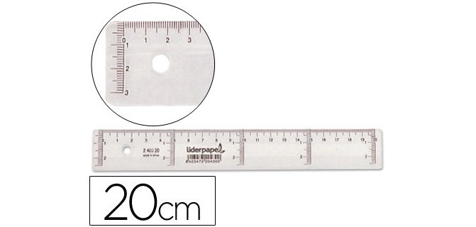 Regla liderpapel plastico cristal 20 cm