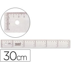 Regla liderpapel plastico cristal 30 cm
