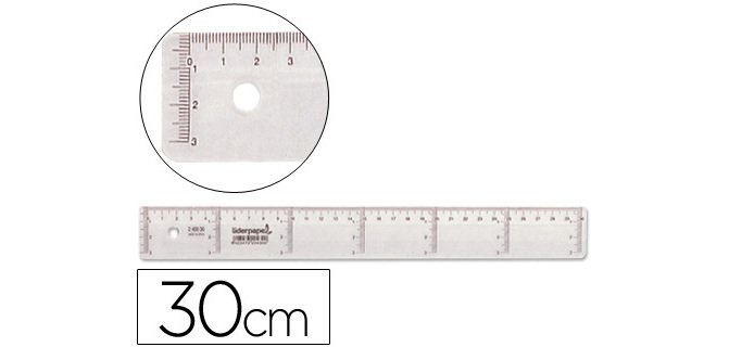Regla liderpapel plastico cristal 30 cm