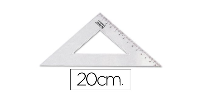 Escuadra liderpapel 20 cm plastico cristal