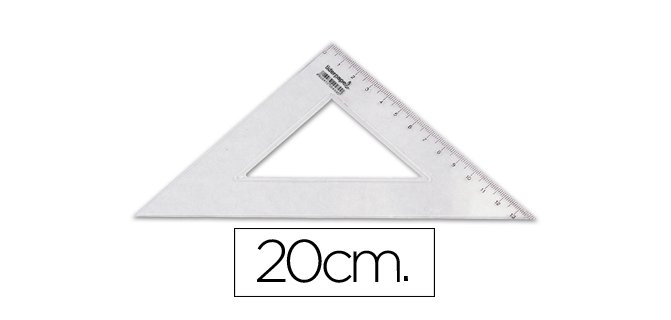 Escuadra liderpapel 20 cm plastico cristal
