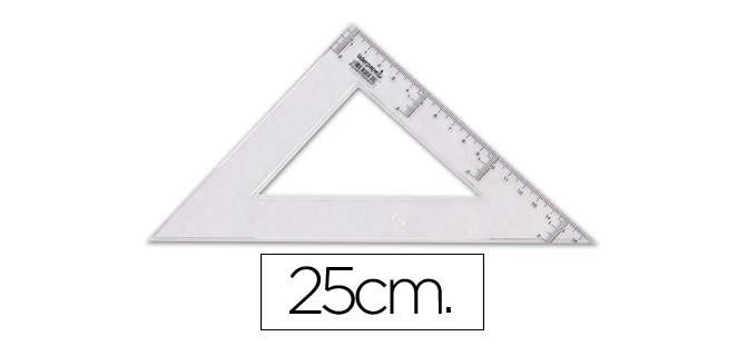 Escuadra liderpapel 25 cm plastico cristal