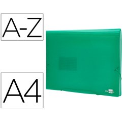 Carpeta liderpapel clasificador fuelle 32113 polipropileno din a4 verde transparente 13 departamentos