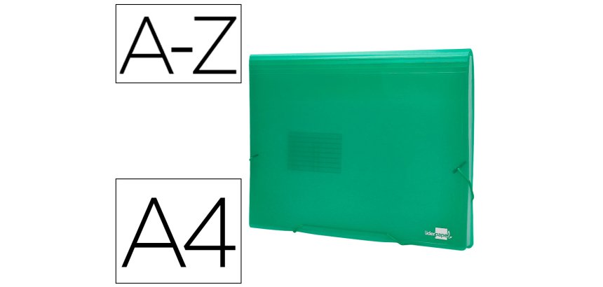 Carpeta liderpapel clasificador fuelle 32113 polipropileno din a4 verde transparente 13 departamentos