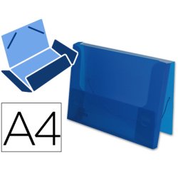 Carpeta liderpapel portadocumentos gomas 36932 polipropileno din a4 azul translucido lomo 25 mm