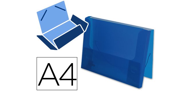 Carpeta liderpapel portadocumentos gomas 36932 polipropileno din a4 azul translucido lomo 25 mm