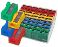 Sacapuntas liderpapel plastico 1 uso caja de 120 unidades colores surtidos