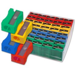 Sacapuntas liderpapel plastico 1 uso caja de 120 unidades colores surtidos