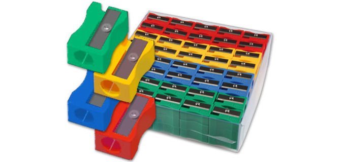 Sacapuntas liderpapel plastico 1 uso caja de 120 unidades colores surtidos