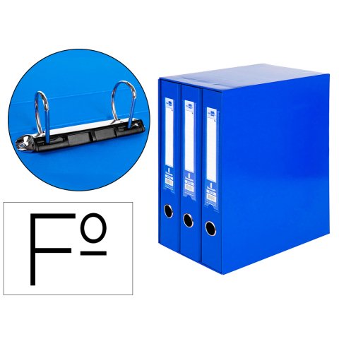 Módulo liderpapel 3 archivadores folio 2 anillas mixtas 40mm azul