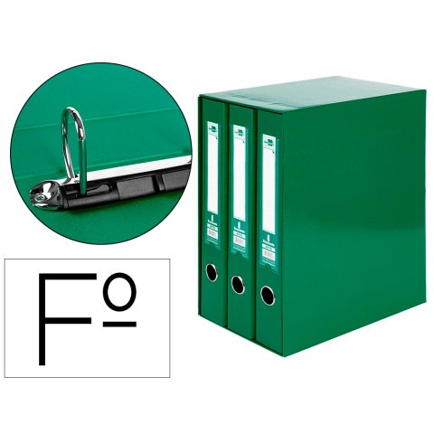 Módulo liderpapel 3 archivadores folio 2 anillas mixtas 40mm verde
