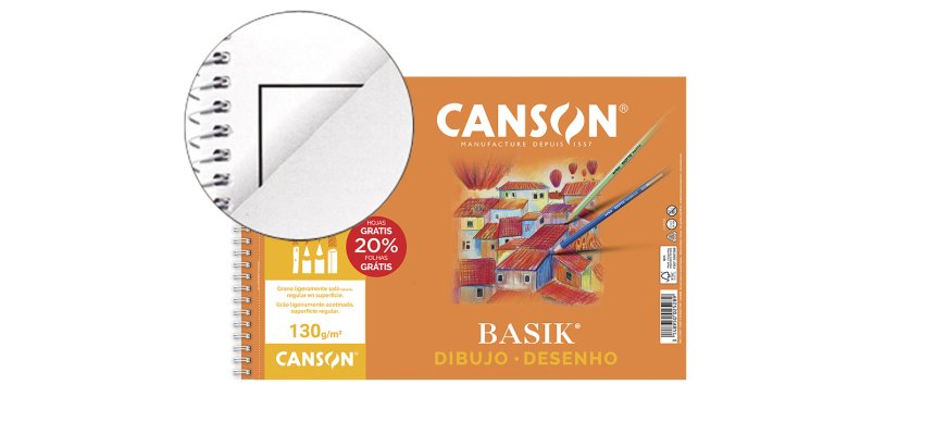 Bloc dibujo basik din a4+ espiral 20 hojas microperforado con recuadro 23x32,5 cm