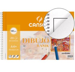 Bloc dibujo basik din a4+ espiral 23 x 32.5 cm 20 hojas microperforado 2 taladros -con recuadro