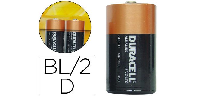 Pila duracell alcalina plus D - LR20 blister con 2 pilas