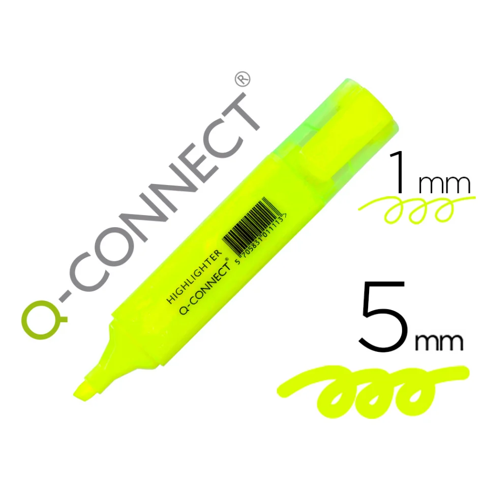 Rotulador q-connect fluorescente pastel amarillo punta biselada