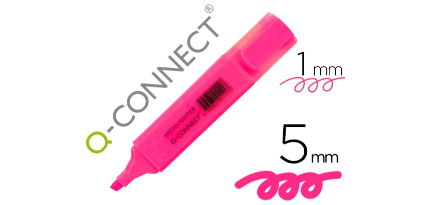Rotulador q-connect fluorescente rosa punta biselada