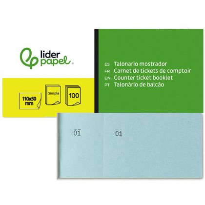 Talonario liderpapel mostrador 50x110 mm tl08 celeste con matriz