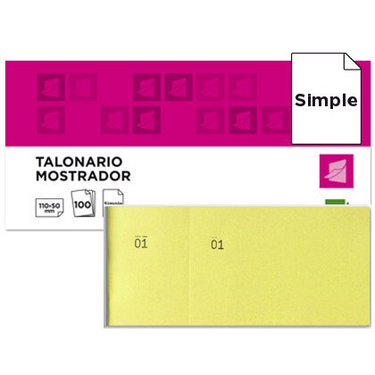 Talonario liderpapel mostrador 50x110 mm tl07 amarillo con matriz