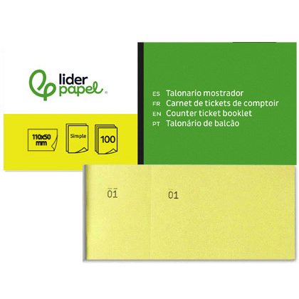 Talonario liderpapel mostrador 50x110 mm tl07 amarillo con matriz