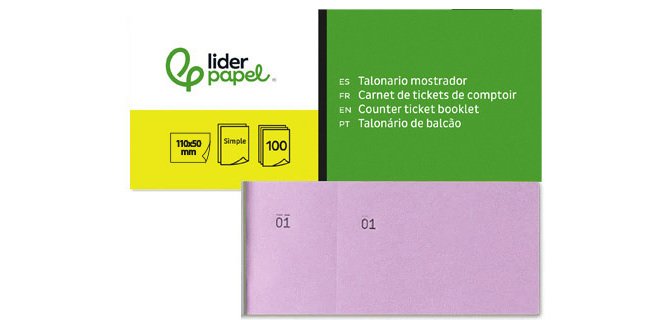 Talonario liderpapel mostrador 50x110 mm tl11 rosa con matriz