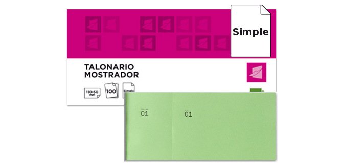 Talonario liderpapel mostrador 50x110 mm tl12 verde con matriz