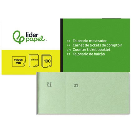 Talonario liderpapel mostrador 50x110 mm tl12 verde con matriz
