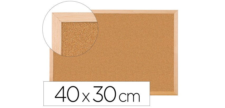 Pizarra corcho q-connect 40x30 cm marco de madera
