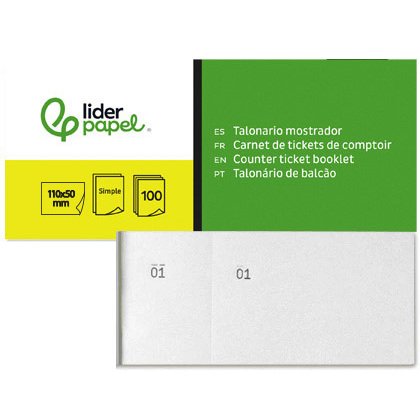 Talonario liderpapel mostrador 50x110 mm tl09 blanco con matriz